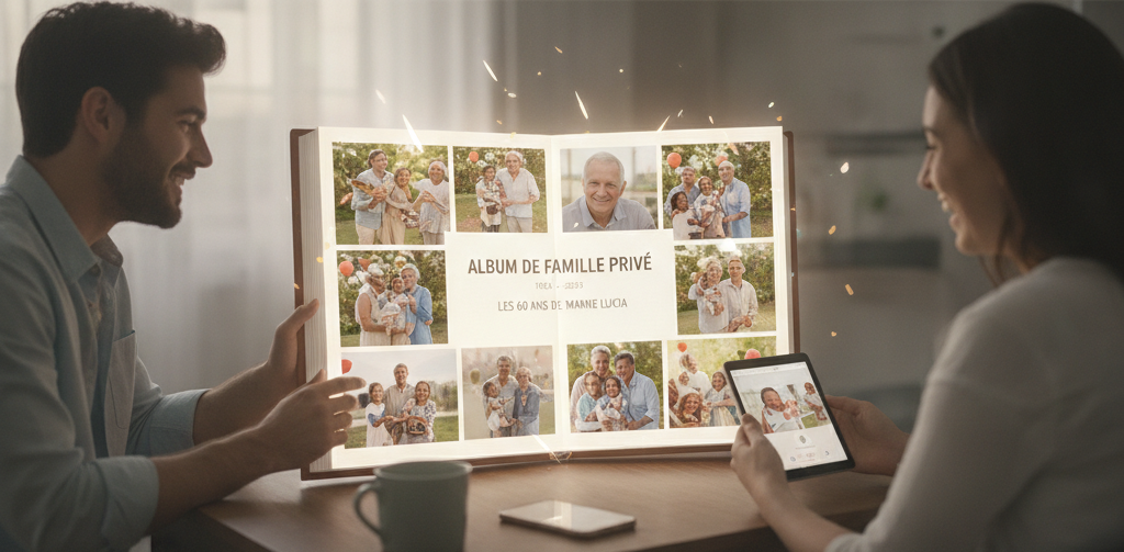 Famille partageant un album privé